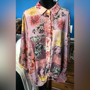 Cynthia Rowley Multicolor Floral Blouse Sz. 2X